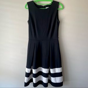 Calvin Klein Black and White Pleated Dress